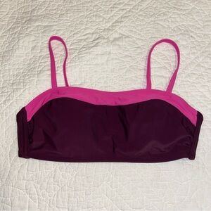 Kona Sol bikini top burgundy and pink lightly lined swim suit size large
